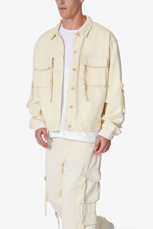 Brushed Twill Cargo Jacket | Khaki