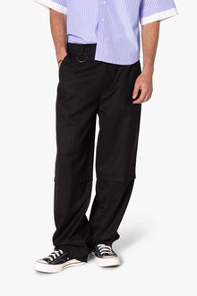 Brushed Twill Layered Pants | Black