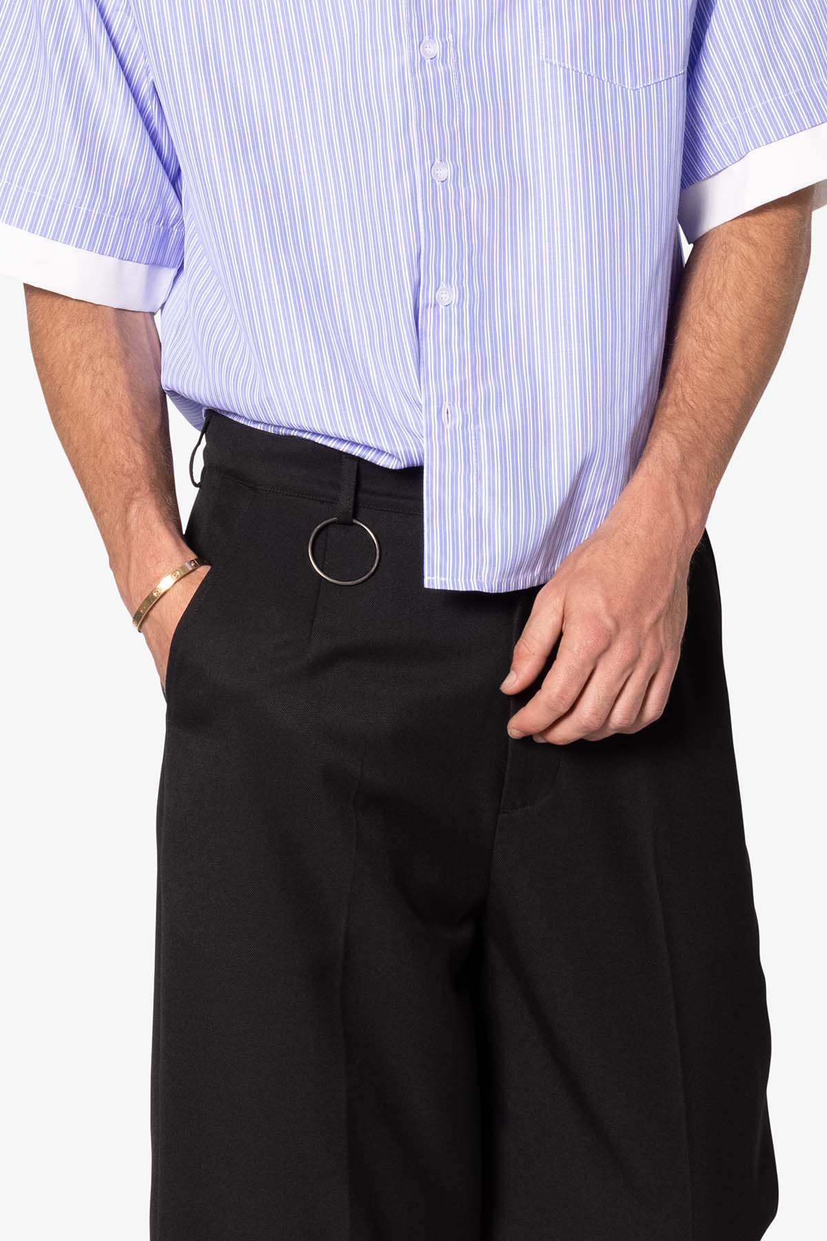 Brushed Twill Layered Pants | Black