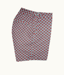 Bulldog Geo Tela Mid-Length Swim Shorts | Vermillion