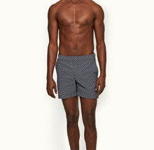 Bulldog Geometric Orb Jacquard Mid-Length Swim Shorts | Night Iris/White Sand