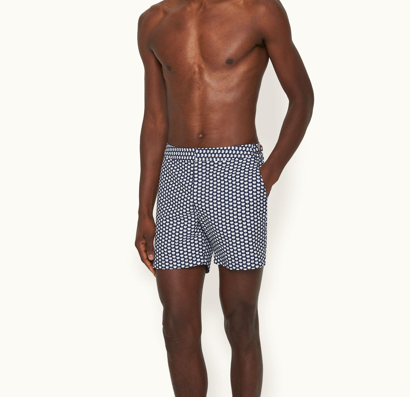 Bulldog Jacquard Flutter Jacquard Mid-Length Swim Shorts Woven | Night Iris/White Sand