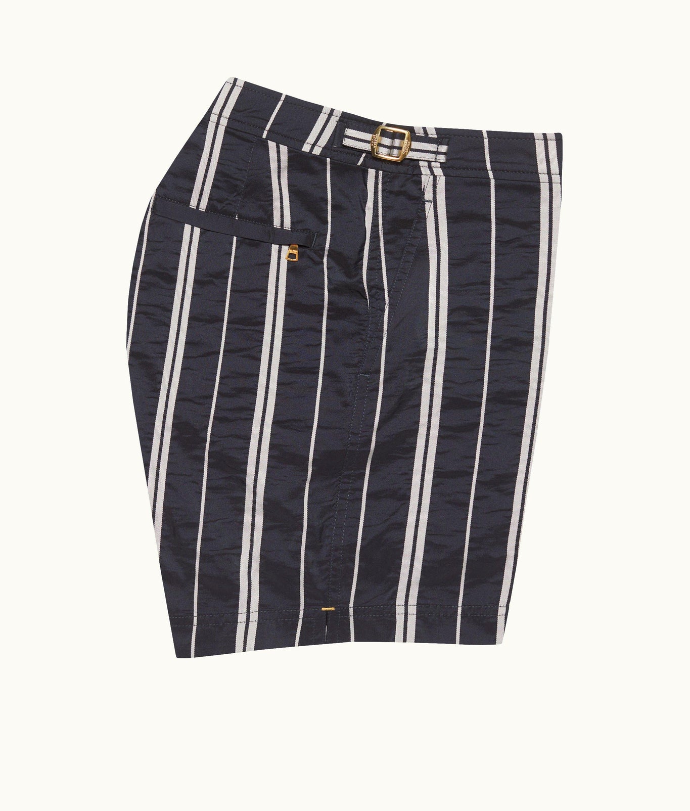Bulldog Stripe Mid-Length Swim Shorts | Azul Blue/Cashew