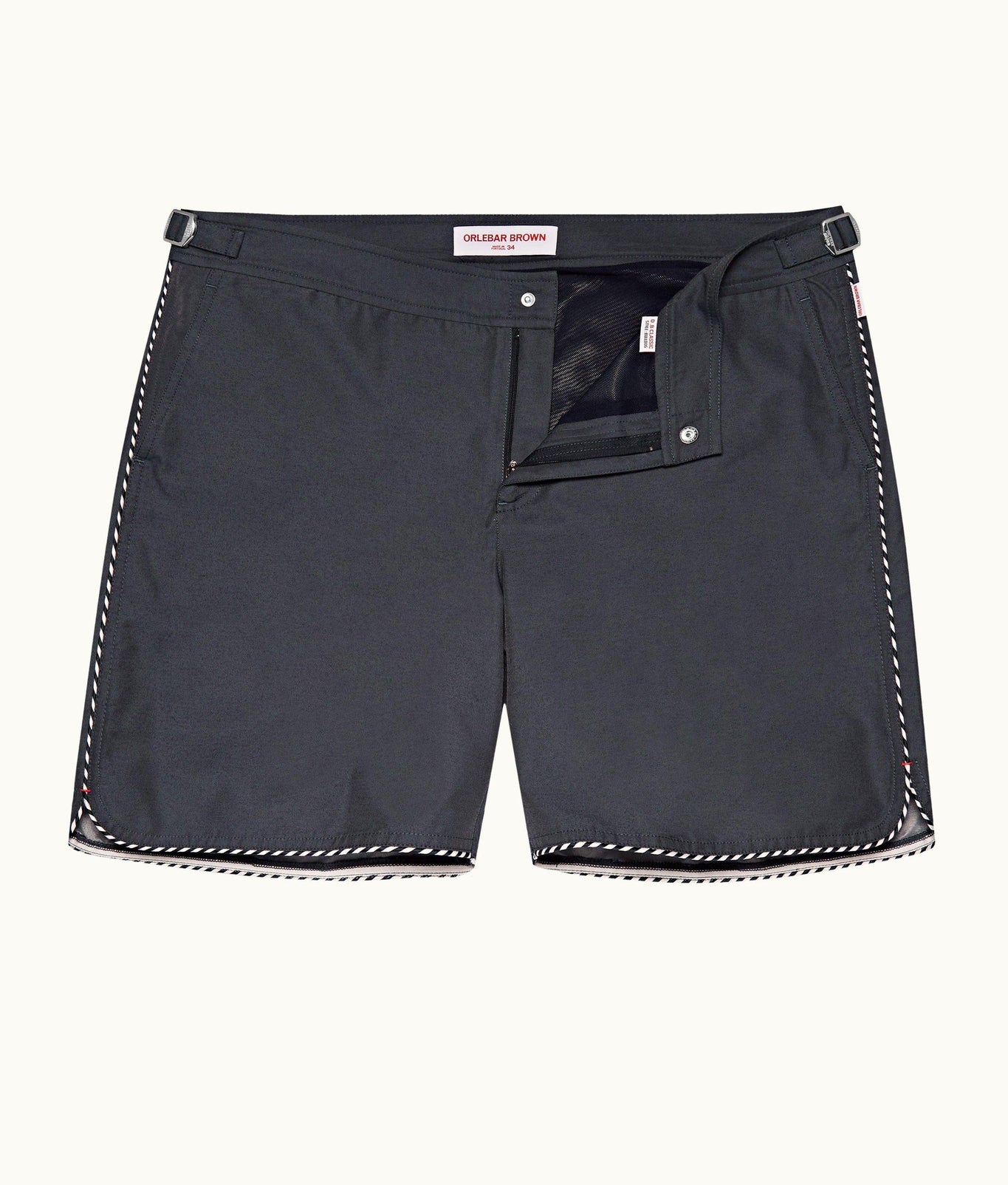 Bulldog Stripe Piping Mid-Length Swim Shorts | Ink