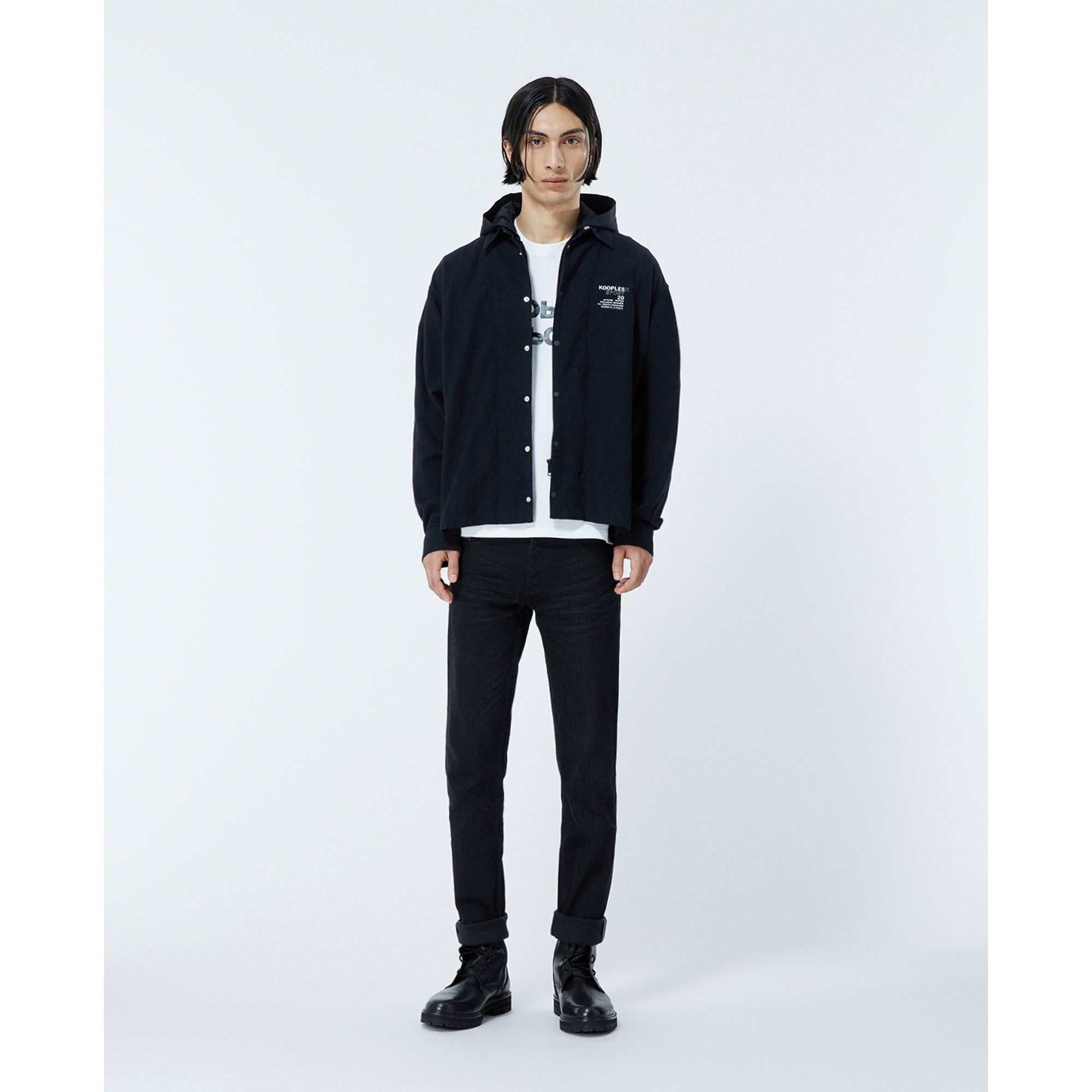 Buttoned Hooded Cotton Shirt | Men | Black