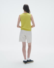 Womens | Cable Vest In Cashmere | Lemon