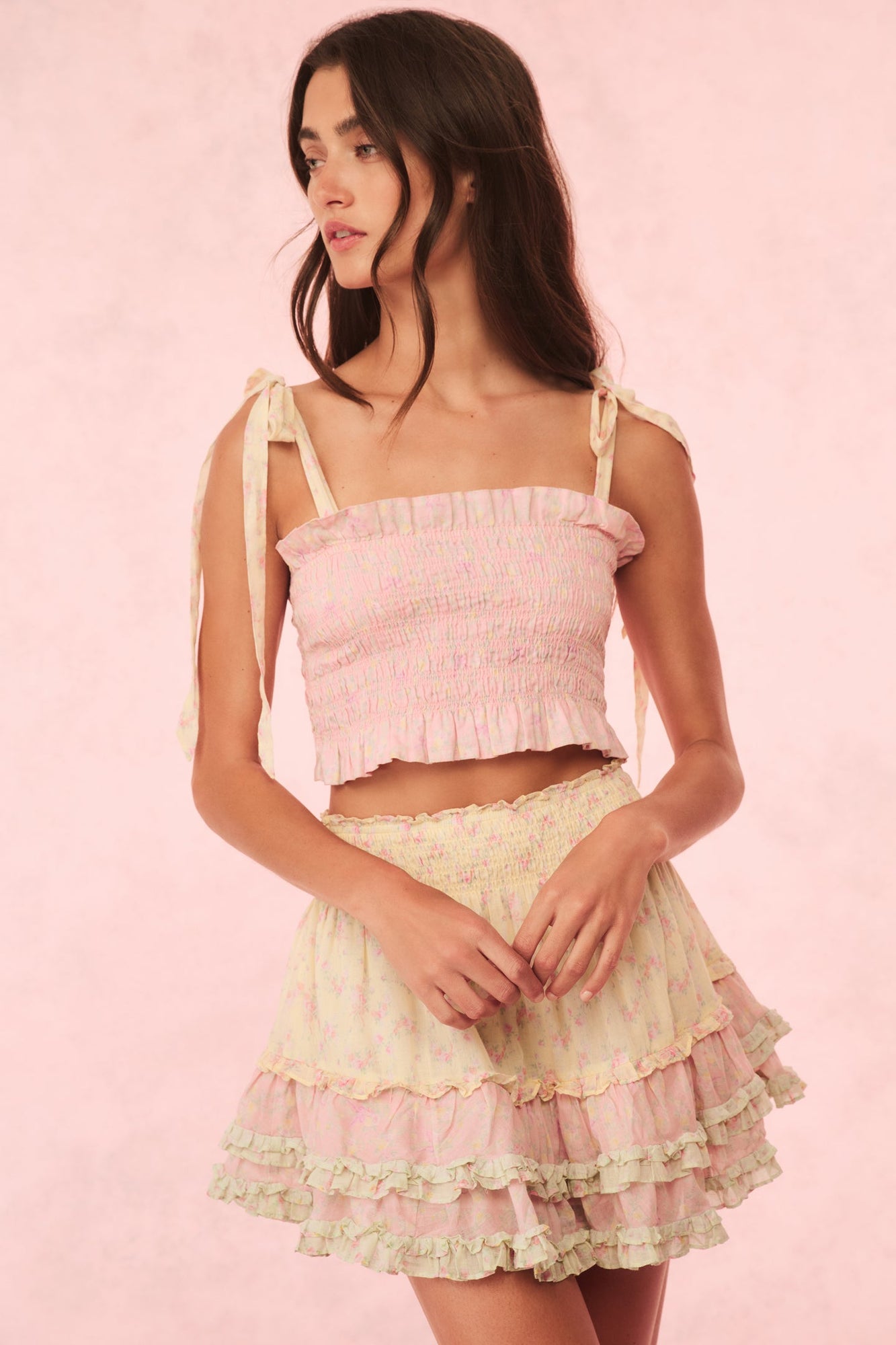 Camellia Cotton Mixed Print Mini Skirt | Taffy Twist