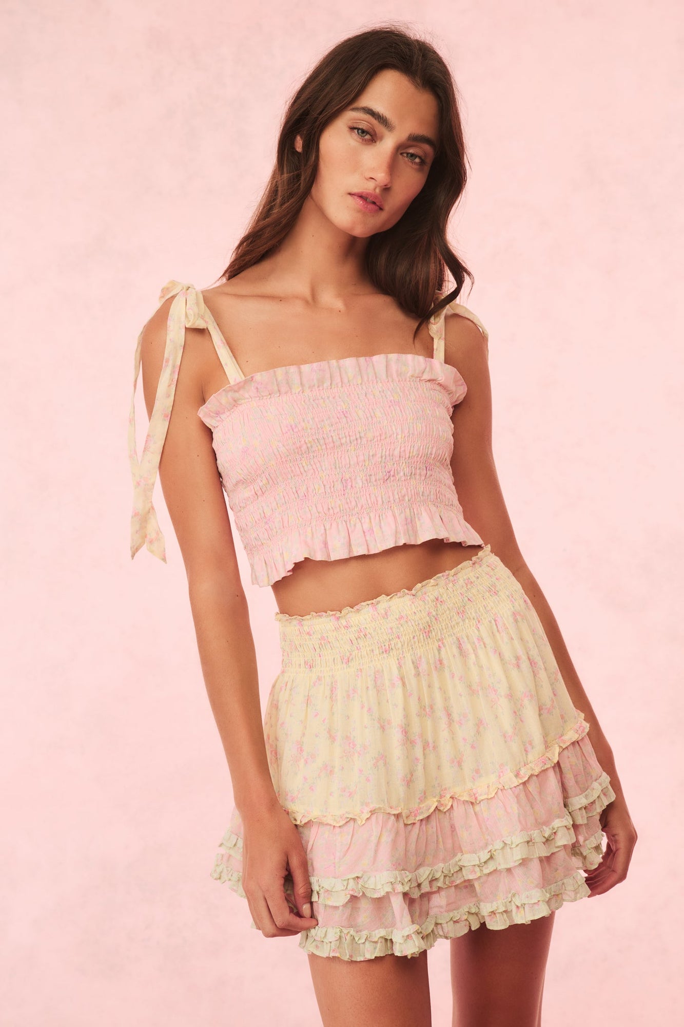 Camellia Cotton Mixed Print Mini Skirt | Taffy Twist