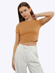 Womens | Tomboy Tee Cropped | Slim-Fit Tomboy-Cotton | Caramel