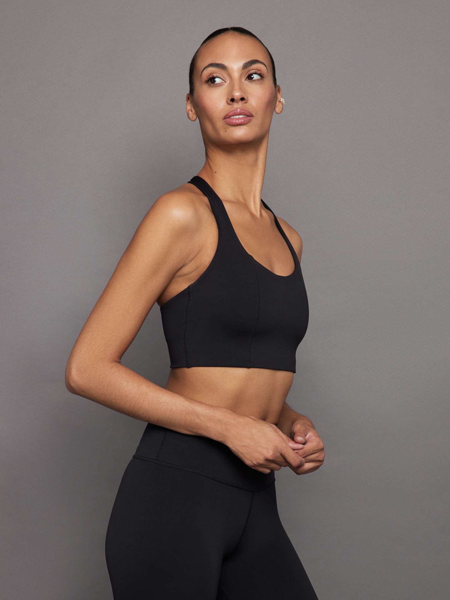 T Back Bra In Diamond Compression | Black