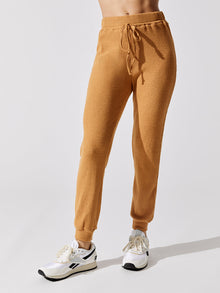 Brushed Ribbed Slim Jogger | Brown Sugar