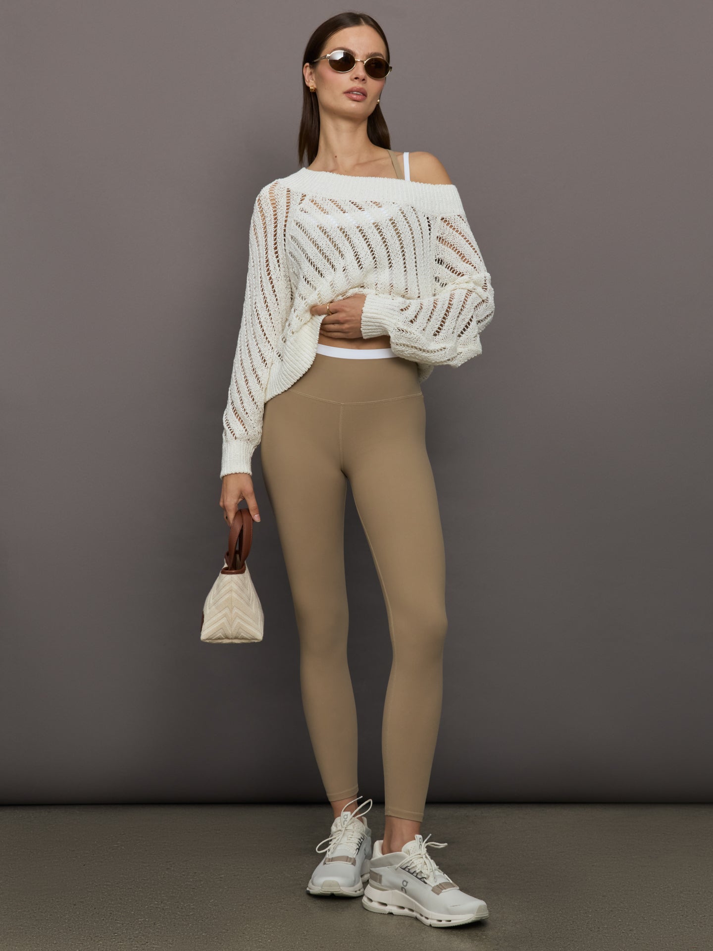 Contrast Waistband Legging in Melt | Chinchilla / White