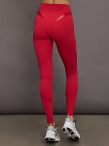 Spliced Colorblock Shine Legging in Melt | Crimson Red