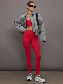 Spliced Colorblock Shine Bra in Melt | Crimson Red