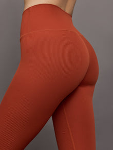 High Rise Legging in Ribbed Melt | Terracotta