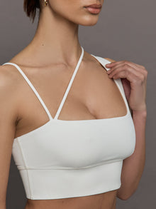 Asymmetrical Strappy Bra in Diamond Compression | Cloud Dancer