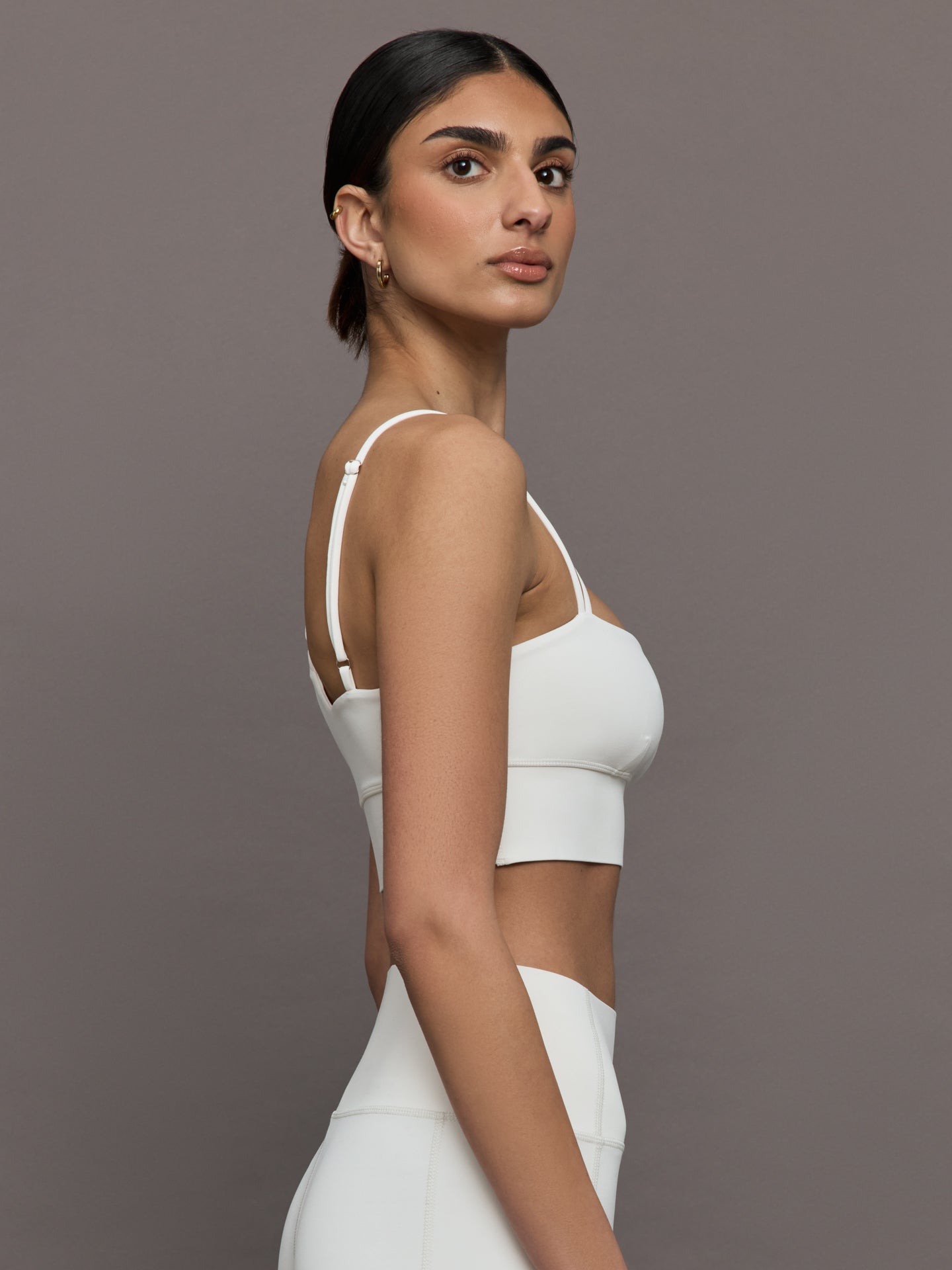Asymmetrical Strappy Bra in Diamond Compression | Cloud Dancer