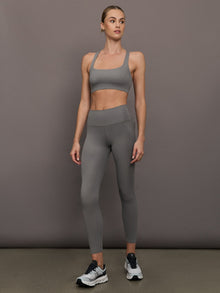 High Rise Legging in Ribbed Melt | Steel Grey