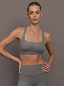 Racerback Bra in Ribbed Melt | Steel Grey