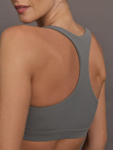 Racerback Bra in Ribbed Melt | Steel Grey
