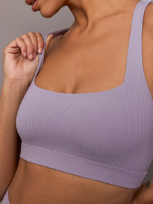Racerback Bra in Ribbed Melt | Lavender Grey