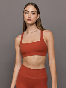 Racerback Bra in Ribbed Melt | Terracotta