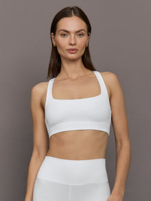 Racerback Bra in Ribbed Melt | White