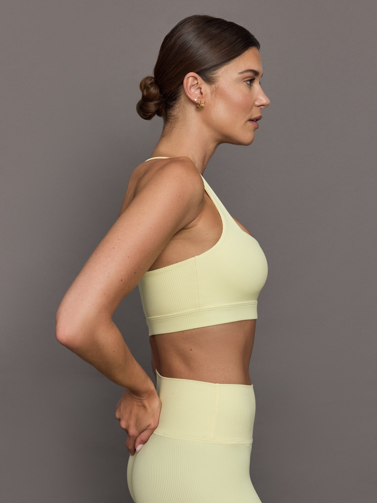Racerback Bra in Ribbed Melt | Pastel Yellow