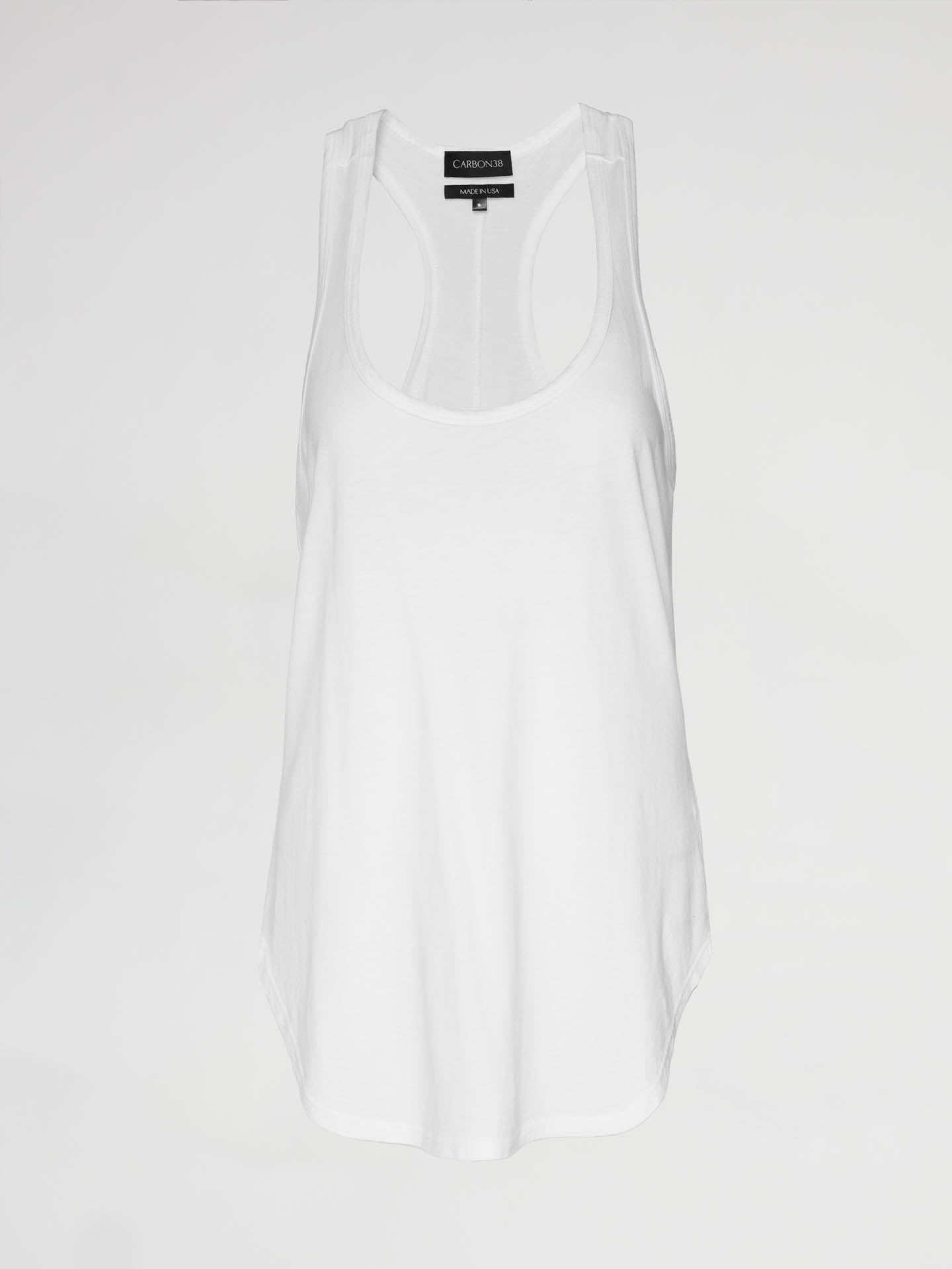 Carbon38 | Long Racerback Tank | White