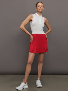 Tennis Sleeveless Polo | White / Bittersweet