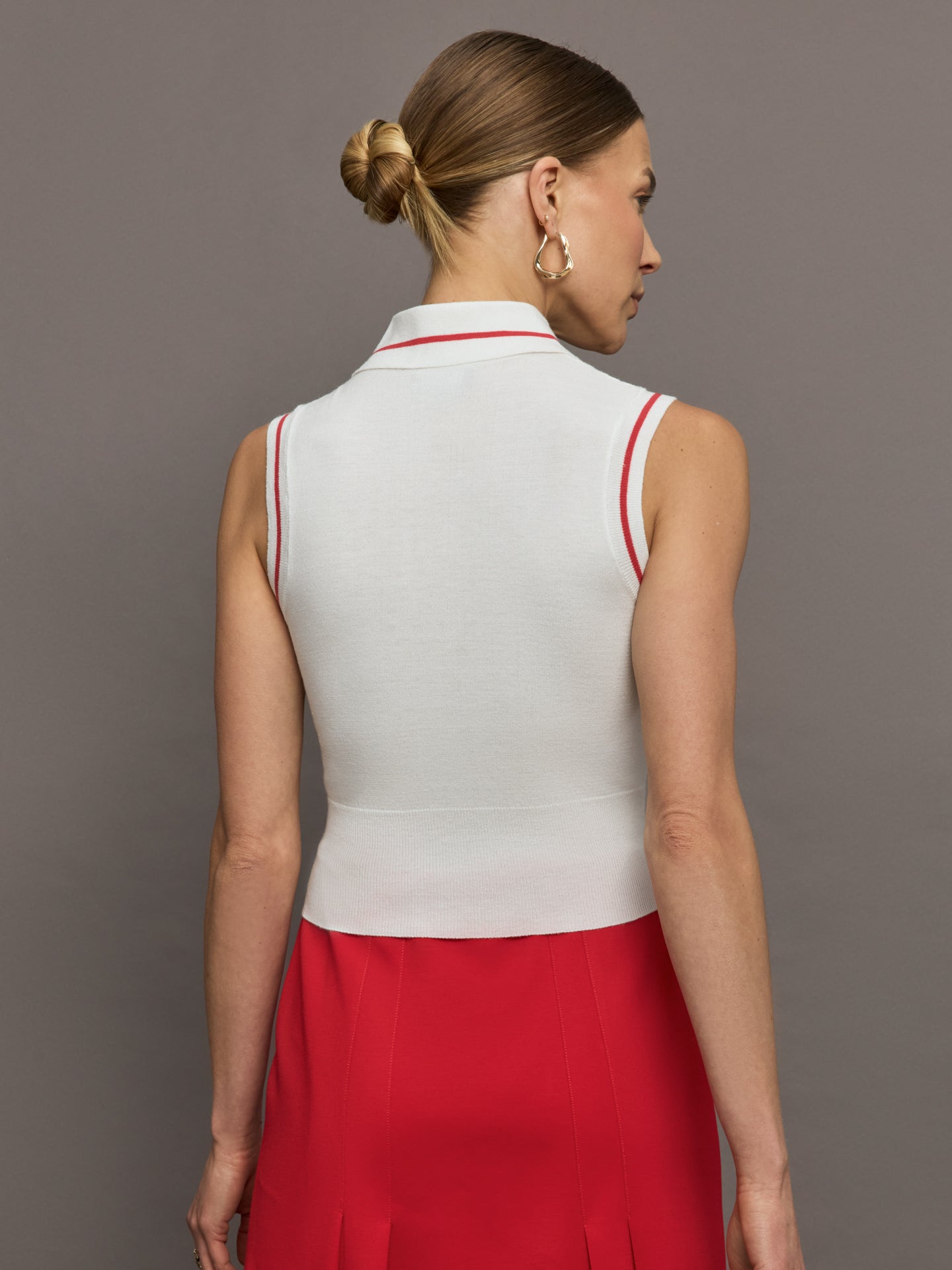 Tennis Sleeveless Polo | White / Bittersweet