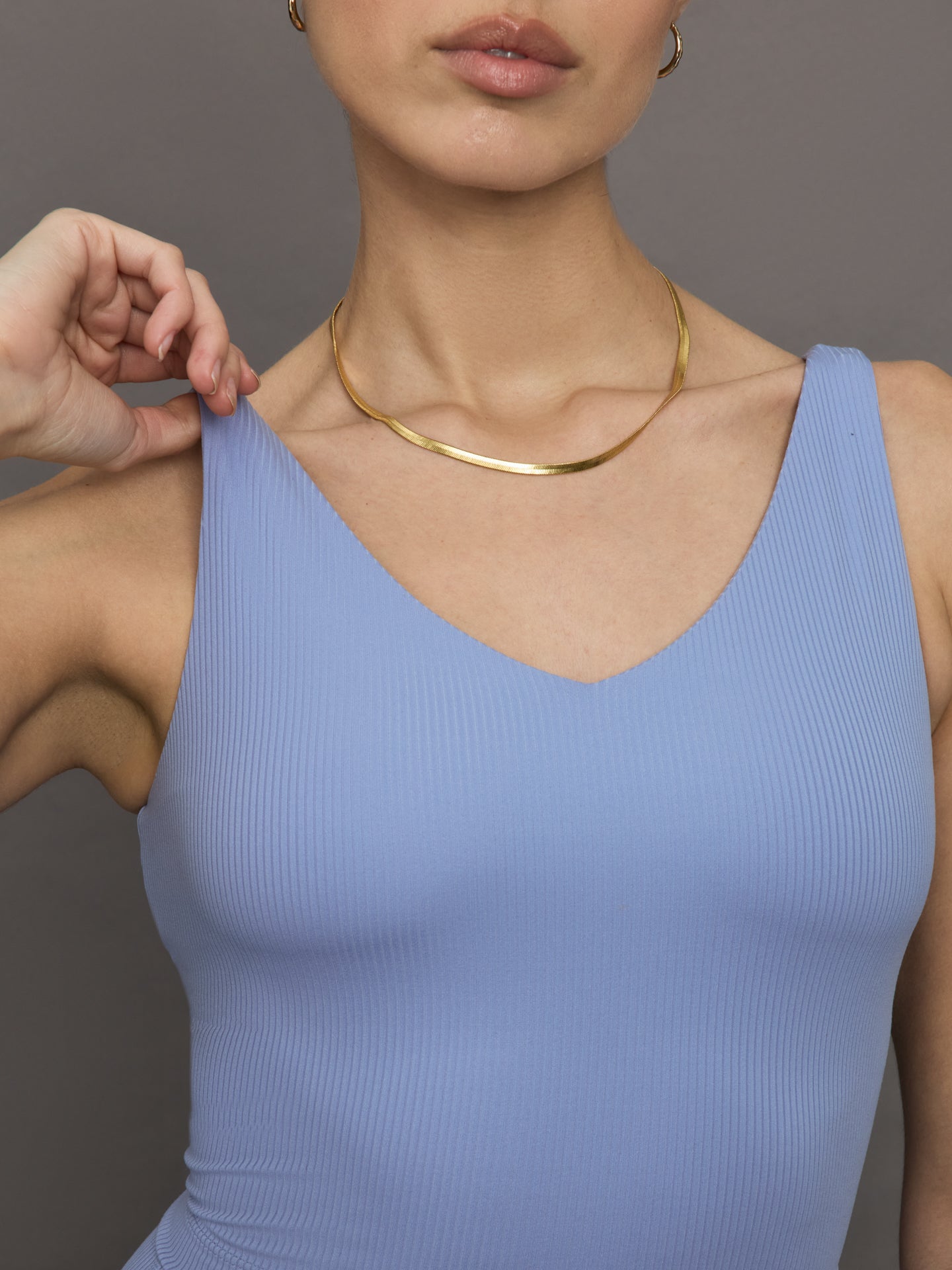 V-Neck Tank in Ribbed Melt | Hydrangea