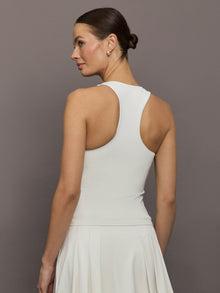 Racer High Neck Active Tank in Diamond Compression | Cloud Dancer