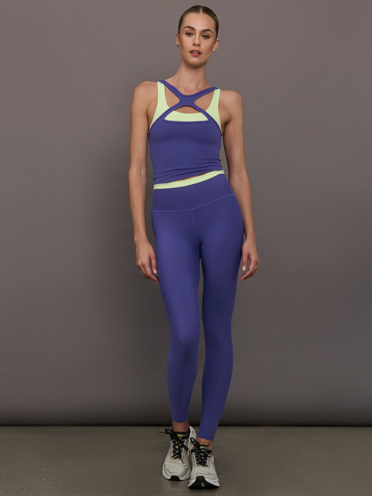 Contrast Waistband Legging in Melt | Future Dusk / Matcha