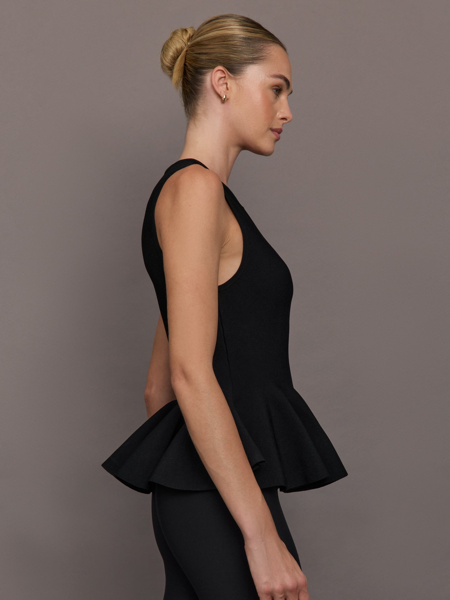 Peplum Sweater Tank | Black
