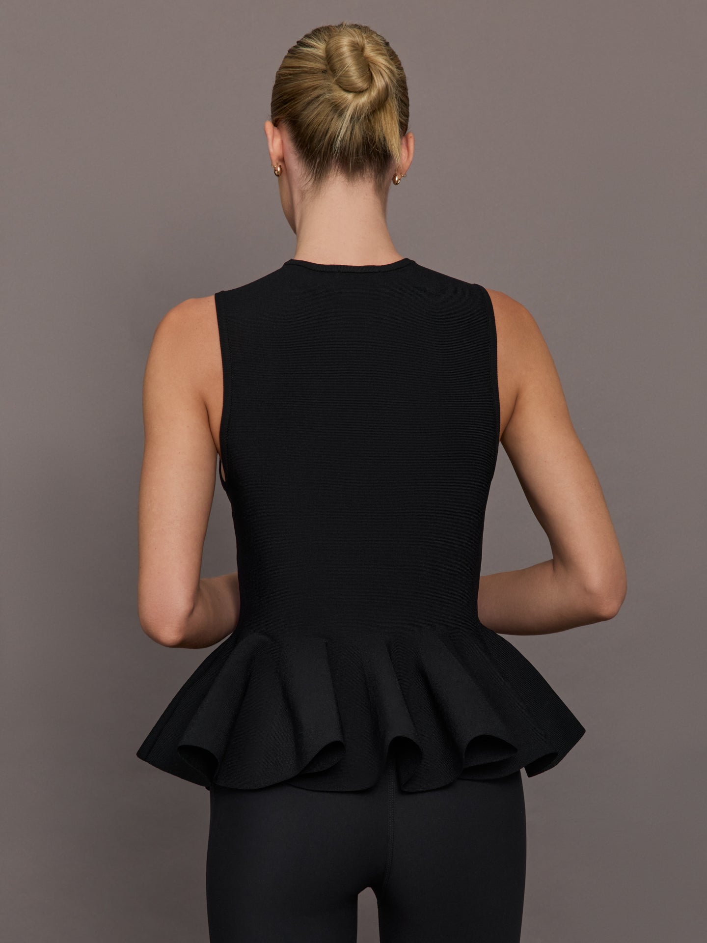 Peplum Sweater Tank | Black