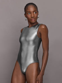 Liquid Metallic Bodysuit | Metallic Silver