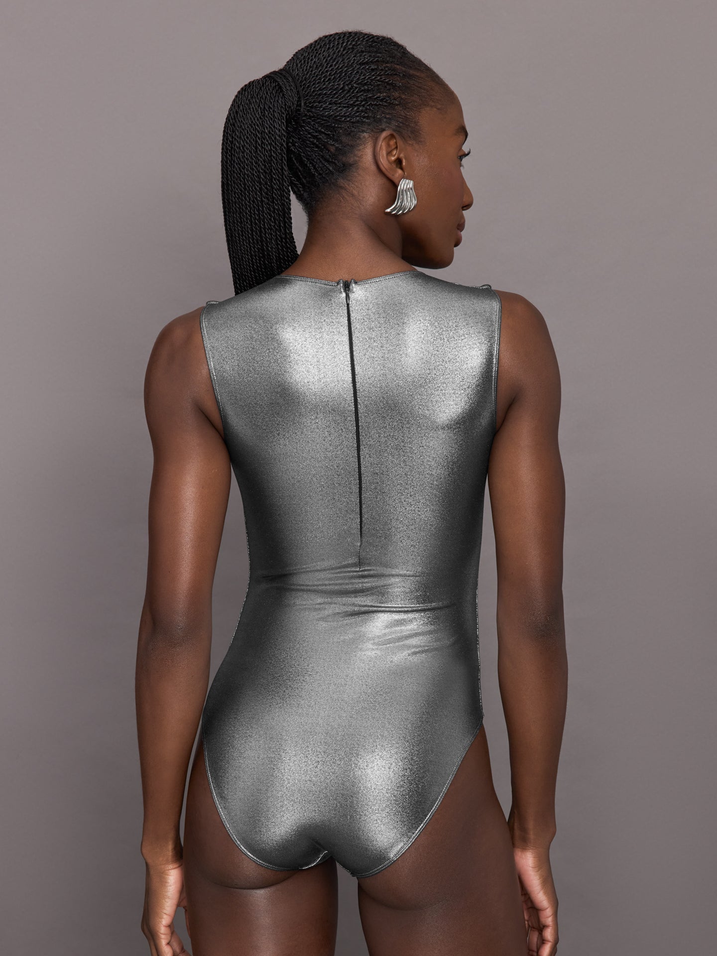 Liquid Metallic Bodysuit | Metallic Silver