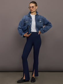 Jeweled Cropped Denim Jacket | Dark Wash