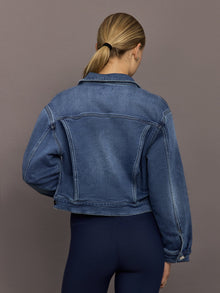 Jeweled Cropped Denim Jacket | Dark Wash