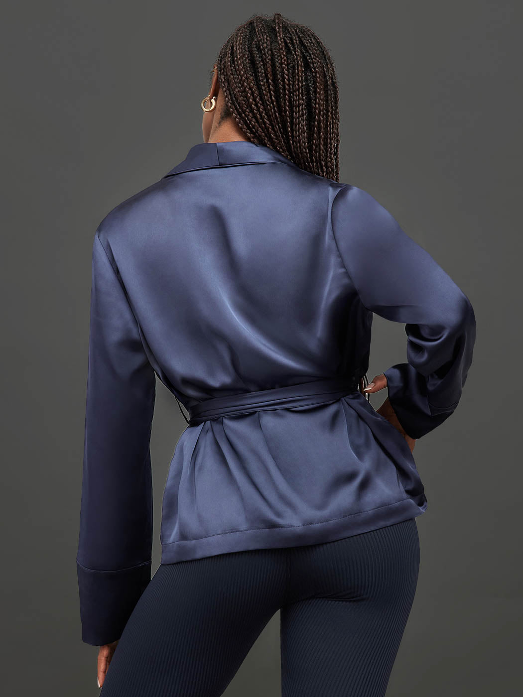 Satin Smoking Jacket | Evening Blue