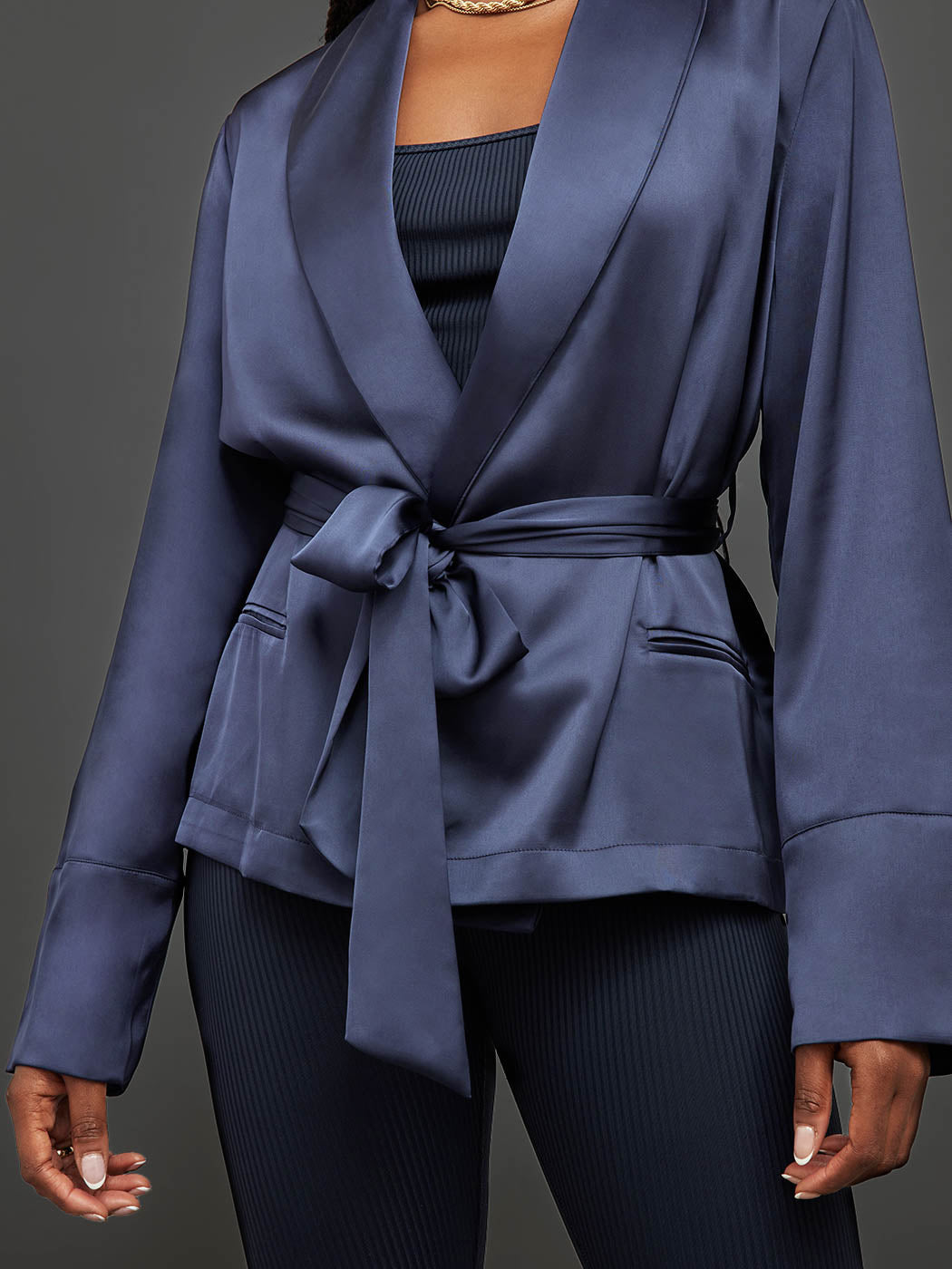 Satin Smoking Jacket | Evening Blue