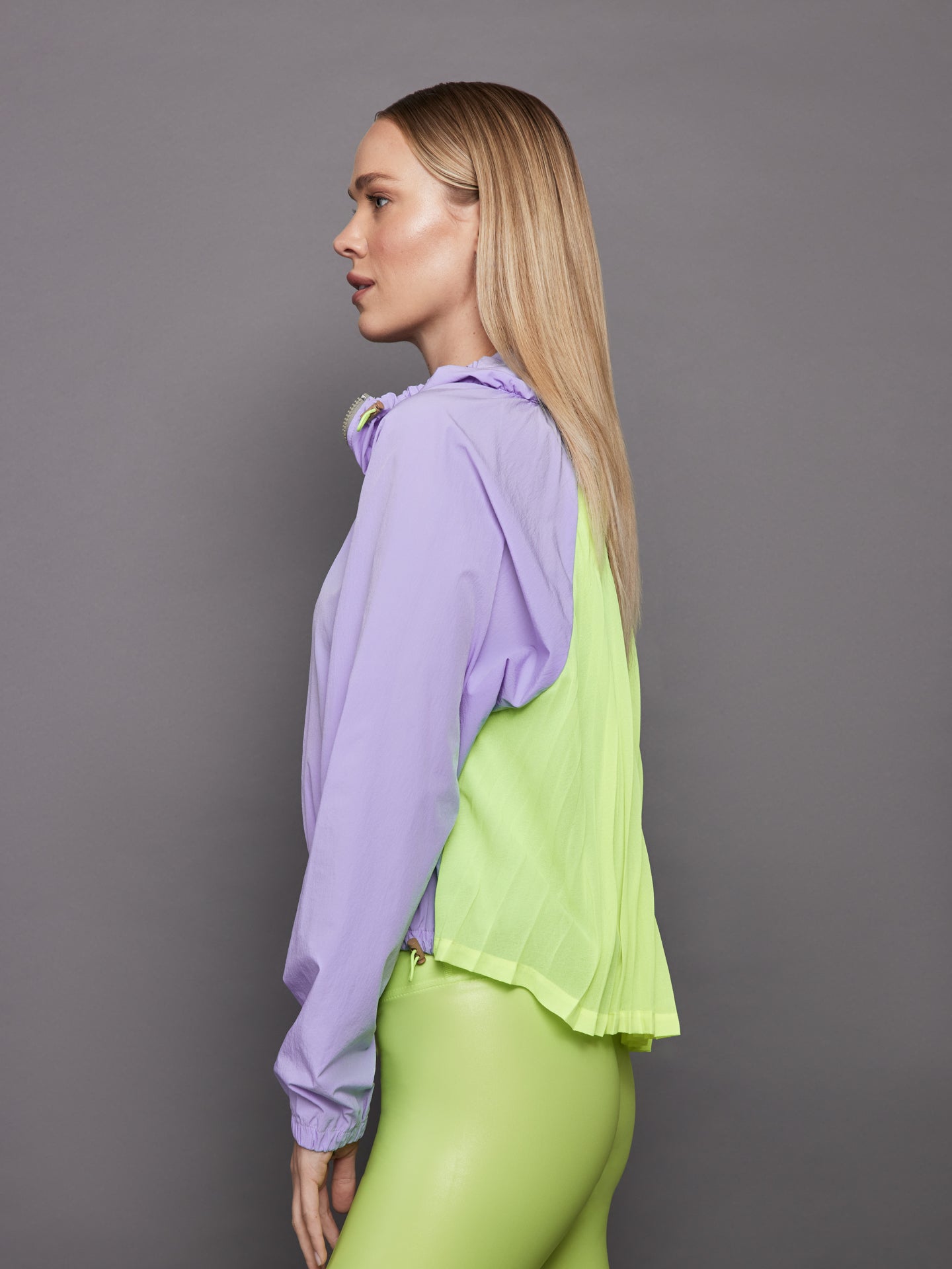 Pleated Back Running Jacket | Sweet Lavender / Acid Lime