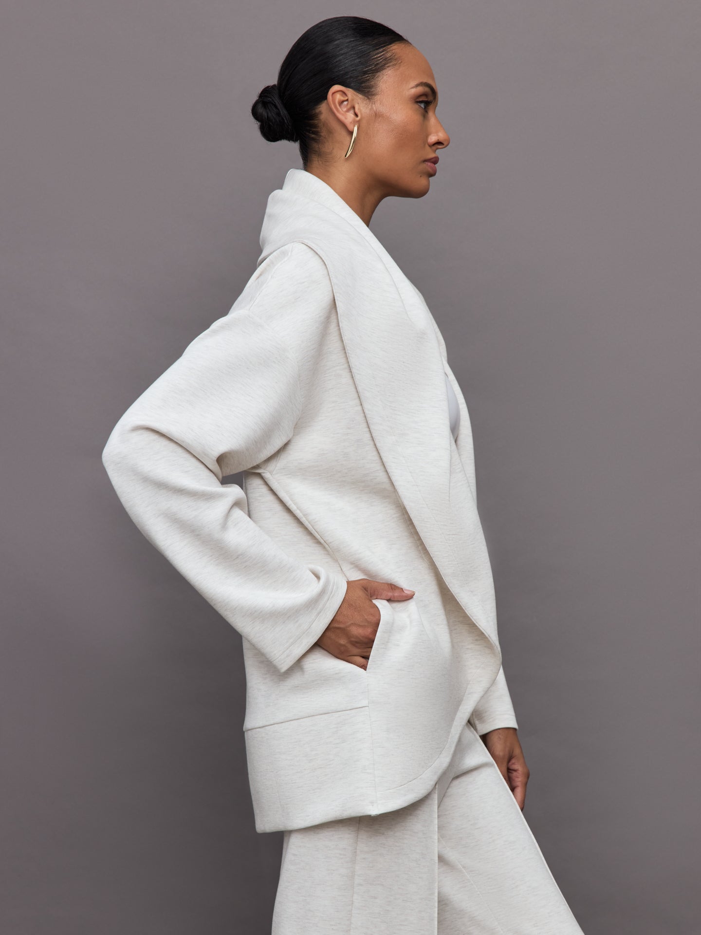 Knit Cocoon Cardigan in Interlock | Moonbeam Heather