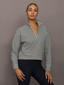 Houndstooth Half Zip | Ivory / Faded Black