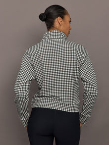 Houndstooth Half Zip | Ivory / Faded Black
