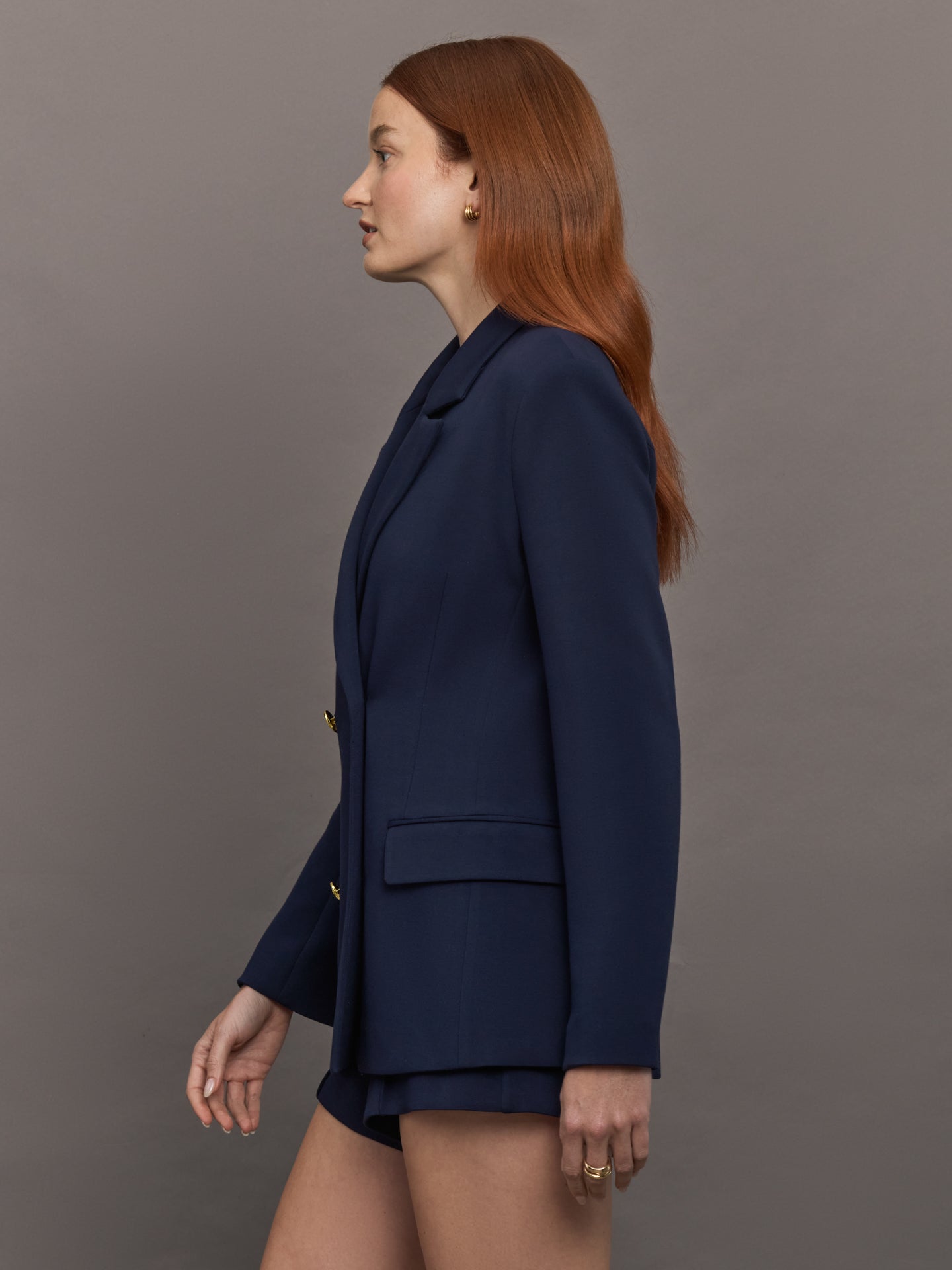 Double Breasted Blazer in Scuba | Navy