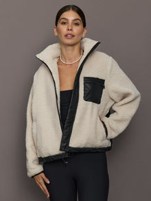 Faux Leather Sherpa Jacket | Natural