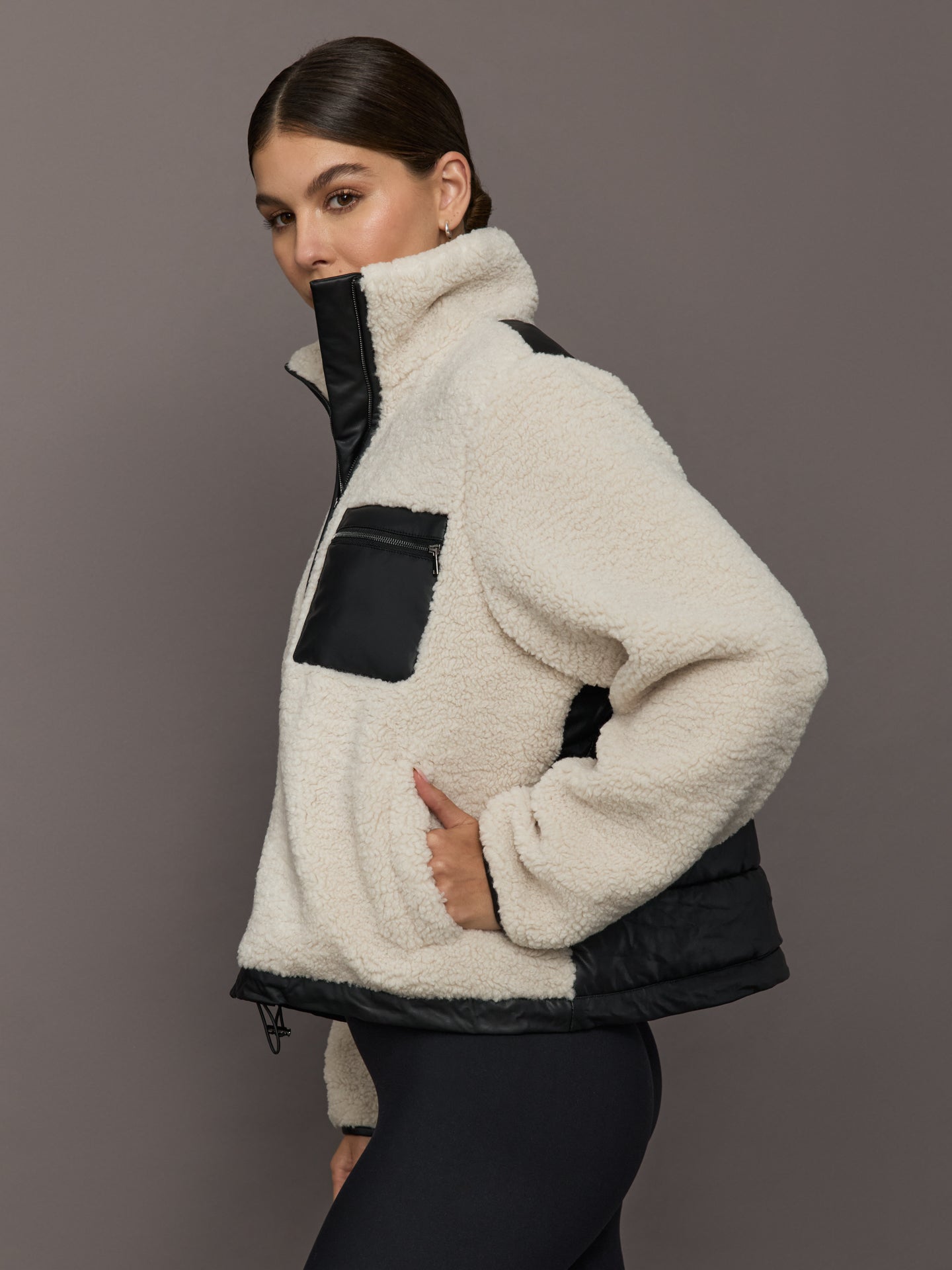 Faux Leather Sherpa Jacket | Natural