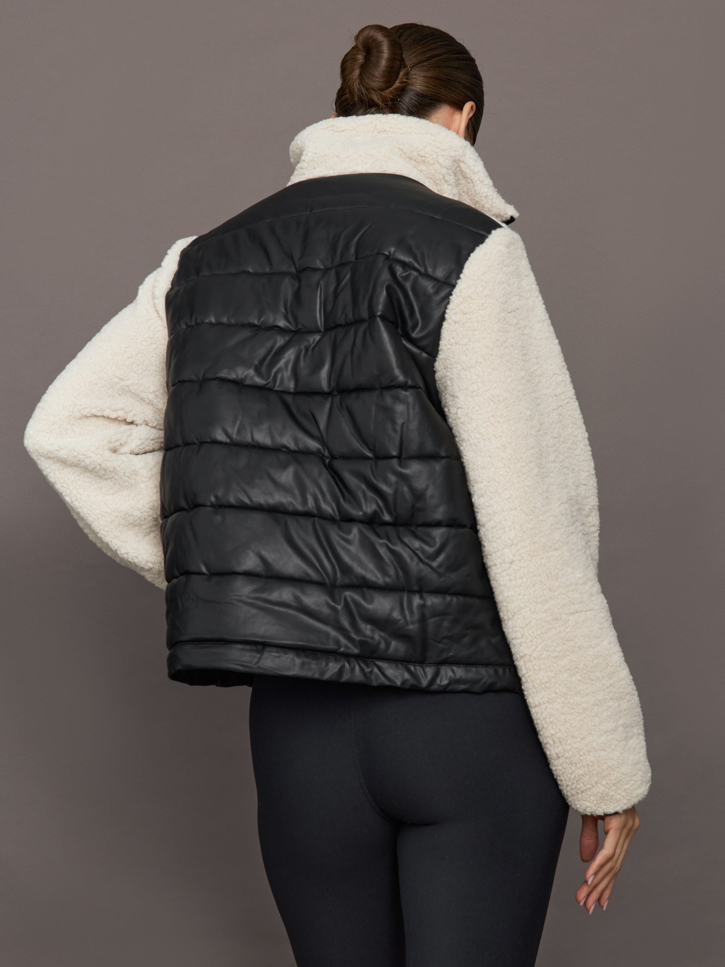 Faux Leather Sherpa Jacket | Natural